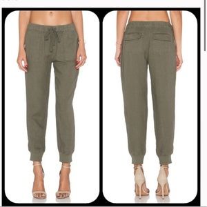 Joie Army Green Linen Joggers Pants